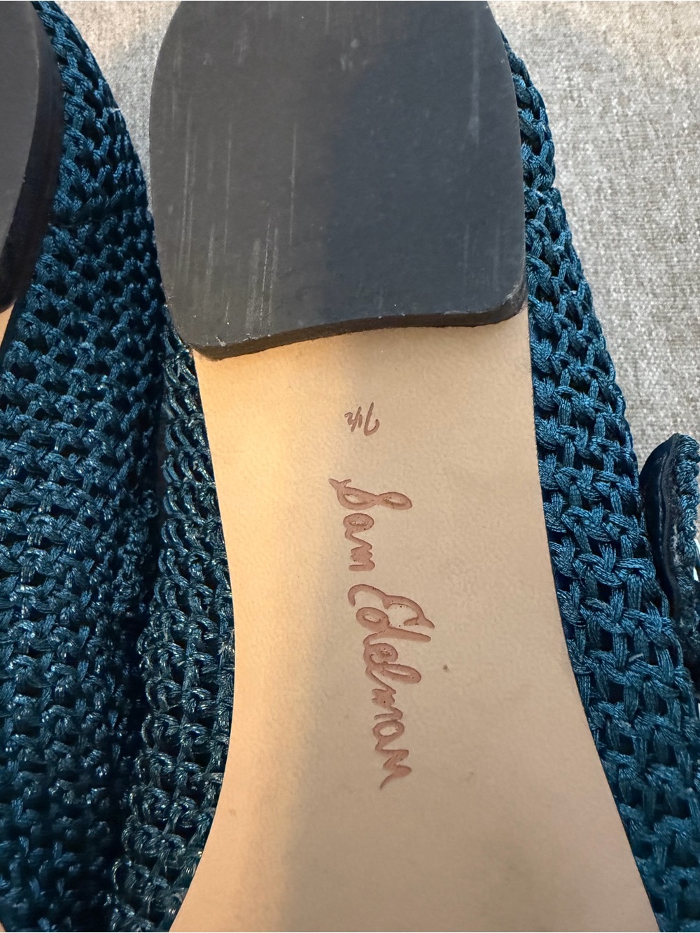 Sam Edelman Michaela Knit Mary Jane Flat in Metallic Navy Woven Fabric. Size 7.5 - Picture 7 of 7